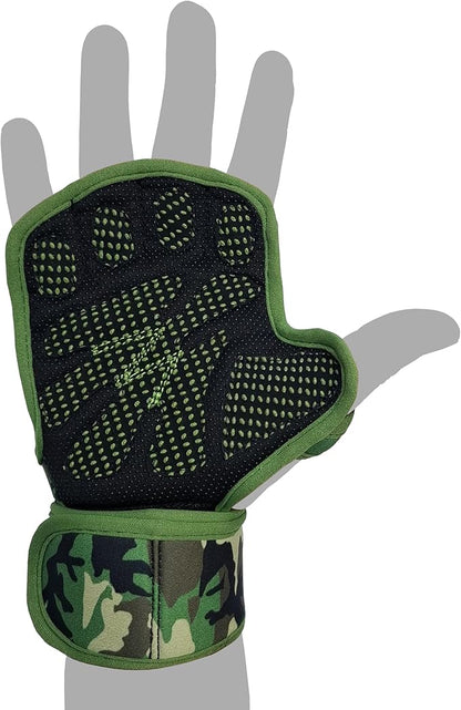 QTF Ventilated Weight Lifting Gloves for Men & Women Workout Gym Fitness Extra Grip with Wrist Support Wrap Cross fit Pull-ups Barbell Training Sports