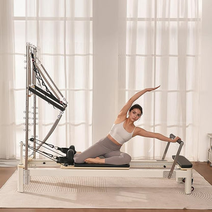 VEVOR Pilates Reformer Accessories for Home Gym, Include Reformer Box/Chair/Spine Corrector/Wall Mounted Machine/Jump Board/Foldable & Dual Resistance Springs