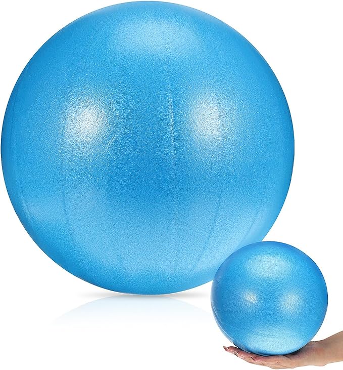 Small Pilates Workout Ball PVC Material Blue Stability Trainer for Core Exercise and Balance Training, Portable Gym Accessory for Personal Pilates and Physical Therapy