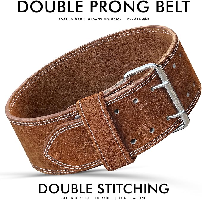 Mytra Fusion Weight Lifting Belt Double Prong Buckle Power Lifting Belt Leather Weightlifting Belt for Training Gym Workout