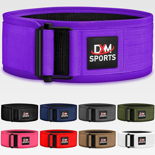 DXM SPORTS Self-Locking Weight Lifting Belt - Men Women Gym Fitness Strength Training, Bodybuilding Powerlifting Weightlifting Workout, Deadlift Squat, Pro Exercise Belt