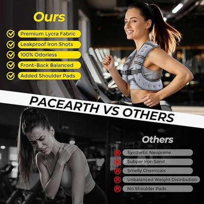 PACEARTH Weighted Vest,6lb/8lb/10lb/12lb/16lb/20lb/25lb/30lb Weight Vest with Reflective Stripe, Body Weight Vests for Women, Men, Weight Loss Workout, Strength Training, Running, Walking, Jogging