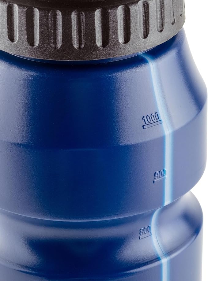 Cannon Sports 1 Liter Sports Water Bottle, BPA-Free, 34 Oz Capacity, Large Mouth, 2 lids (Straw and Squeeze), Great For Helmet Sports Such As Hockey, Lacrosse, Football, Boxing (6 Pack) (Navy)