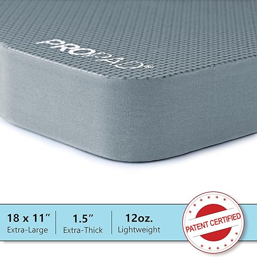 Thick Kneeling Pad, Garden Kneeler for Gardening, Bath Kneeler for Baby Bath, Kneeling Mat for Exercise & Yoga, Knee Pad for Work, Floor Foam Pad, Extra Large (XL) 18 x 11 x 1.5 Inches, Gray