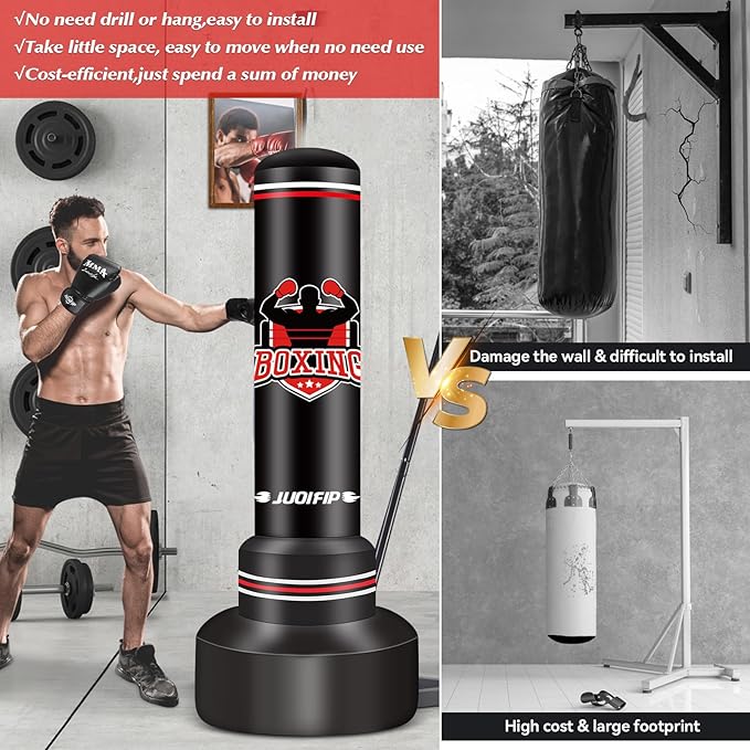 Heavy Punching Bag with Stand Adults Teens,70" Freestanding Boxing Bags Kicking Bag Heavy Bag with Boxing Gloves and Electric Air Pump, Kickboxing Training Equipment Bags Thai Fitness Karate