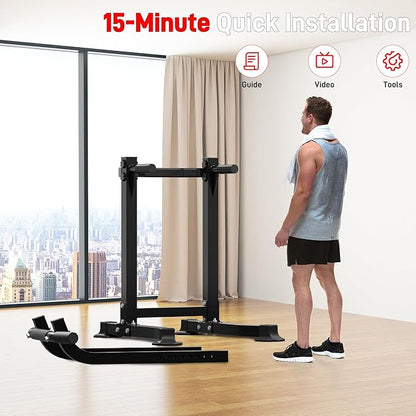 Outdoor Basic Power Tower, Pull Up Bar and Dip Station for Home Gym, 1400LBS Weight Capacity, Adjustable Height, Heavy Duty Steel Frame for Calisthenics, Strength Training Fitness Equipment