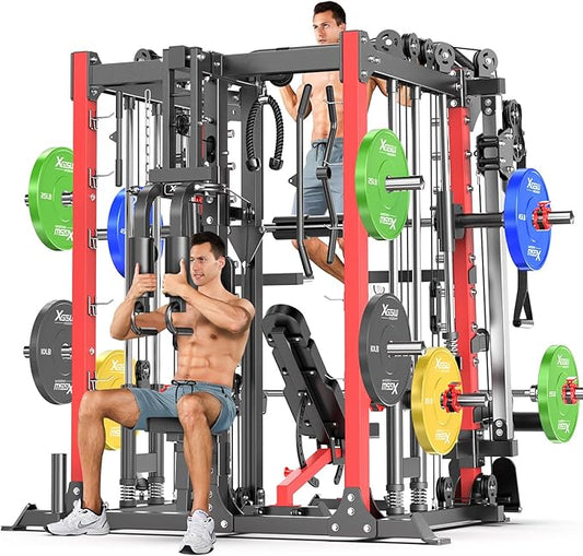 Multi-Purpose Squat Rack,Smith Machine Weight Rack Set with Cable Crossover System, Home Gym Power Racks, Power Racks and Packages