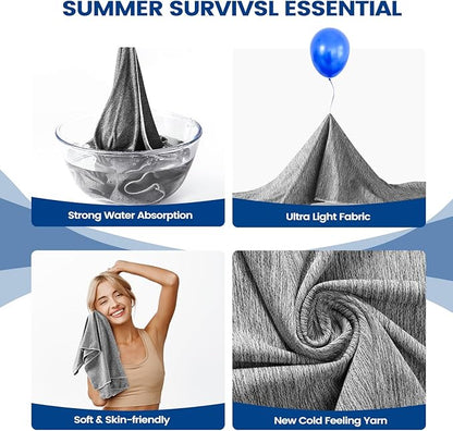 Cooling Towels (40"x12"), Breathable Gym Towels Cooling Towels for Neck and Face, Men & Women Workout Towel for Hot Weather, Sweat Towel for Gym Yoga, Camping, Fitness, Running, Traveling, 6 Pack