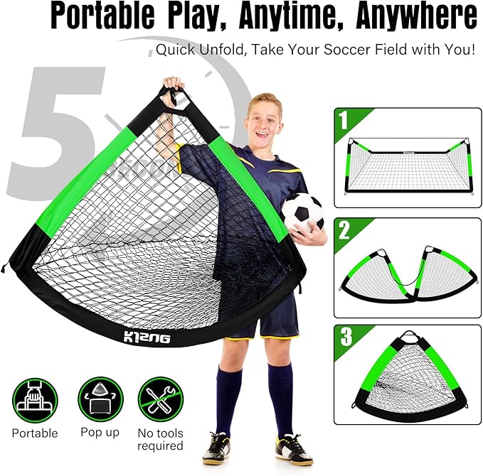 Kids Soccer Goal for Backyard Set - 2 of 6x4 ft Soccer Goals Training Equipment, Soccer Net for Kids Age 3-5 6-8 8-10 10-12, Ball, Targets for Toddler Kid Youth Soccer Games Sports Outdoor Play