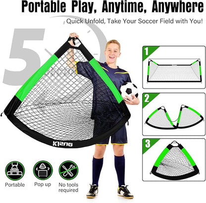 Kids Soccer Goal for Backyard Set - 2 of 6x4 ft Soccer Goals Training Equipment, Soccer Net for Kids Age 3-5 6-8 8-10 10-12, Ball, Targets for Toddler Kid Youth Soccer Games Sports Outdoor Play
