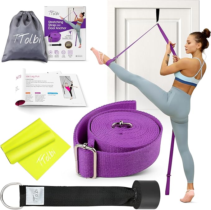 Stretching Strap with Door Anchor & Resistance Band – Leg Stretcher for Improving Flexibility & Splits – Ideal for Ballet, Dance, Cheer, Yoga & Gymnastics – Home Training Equipment for All Levels