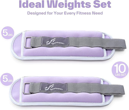 Sportneer Ankle Weights Wrist Weights Pair of 1/2/4/6/10 LBS for Men Women Kids Strength Training Wrist and Ankle Weights Set with Reflective Strips for Dancing Running Walking Fitness Workout Gym
