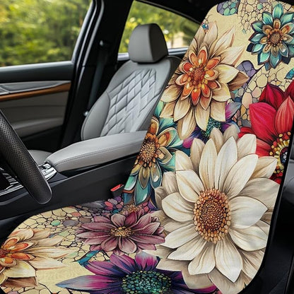 Bulopur Dahlia Floral Car Seat Sweat Protector Soft Sand Free Beach Towel for Yoga Mat Non-Slip Breathable Car Seat Cover Washable Sweat Towel Fits for SUV Sedan Truck