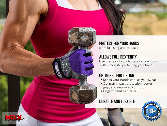 MRX BOXING & FITNESS Weight Lifting/Exercise Grip Gloves for Women, Great for Workouts, Weight Training and More, Pro Series