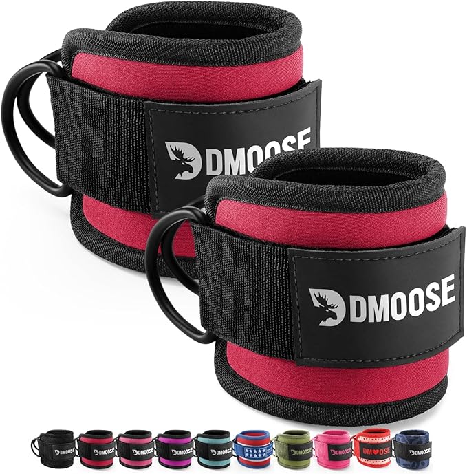 DMoose Fitness Ankle Strap for Cable Machine - One Size Fit with Premium Padding Cuffs, Ankle Bands for Working Out, Booty Workouts, Leg Extension, Hip Abductors, Kickbacks & Lower Body Exercises