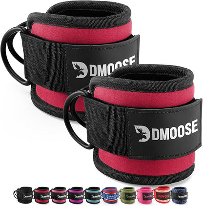 DMoose Fitness Ankle Strap for Cable Machine - One Size Fit with Premium Padding Cuffs, Ankle Bands for Working Out, Booty Workouts, Leg Extension, Hip Abductors, Kickbacks & Lower Body Exercises