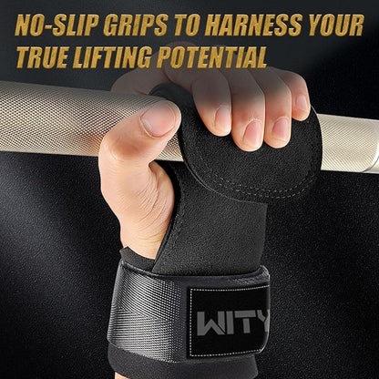 Weight Lifting Wrist Strap, Weightlifting Grip Strap for Gym Deadlifts, Powerlifting, Heavy Shrug, Pull Ups, Three Layer Leather Adjustable Training Accessory Gifts for Men Women Dad Him