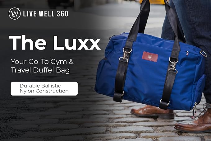 Live Well 360 Gym Duffel Bag for Men or Women – Bag with Shoe, Laptop & Wet Compartment - Perfect Sports or Workout Shoulder Bag with Multiple Compartments – CrossFit, Yoga, Boxing - THE LUXX