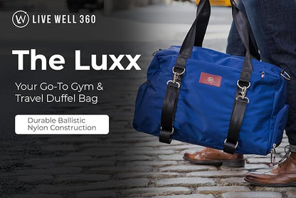 Live Well 360 Gym Duffel Bag for Men or Women – Bag with Shoe, Laptop & Wet Compartment - Perfect Sports or Workout Shoulder Bag with Multiple Compartments – CrossFit, Yoga, Boxing - THE LUXX
