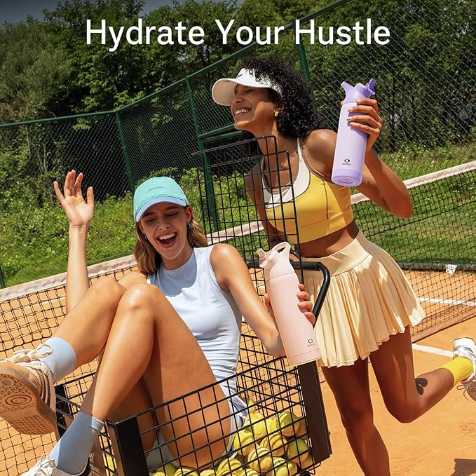 Insulated Water Bottle with Straw - Encool Stainless Steel Water Bottle, Reusable Leakproof and BPA-Free for Sports, Travel, Cold for 24 Hours, 24 oz, Mint Green