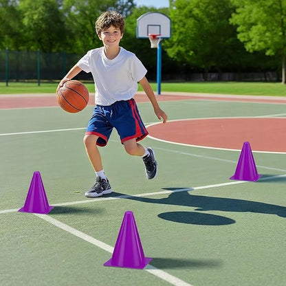 36pcs Cones 7 Inch Soccer Cones and Plastic Traffic Cones, Durable Cones for Sports Training, Ideal for Soccer, Basketball, Football, Skating, and Agility Drills Practice