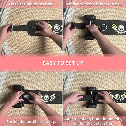 Jupiter 2-in-1 Hip Thrust Belt for Women & Men – Heavy Duty Glute Workout Equipment for Dumbbell, Kettlebell & Plate Exercises – Supports 300 lbs – Weighted Dip Belt for Home & Gym Workouts