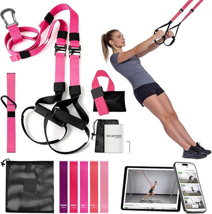 Home Resistance Training Kit - Full Body Workout Equipment with Suspension Straps, Handles & Door Anchor