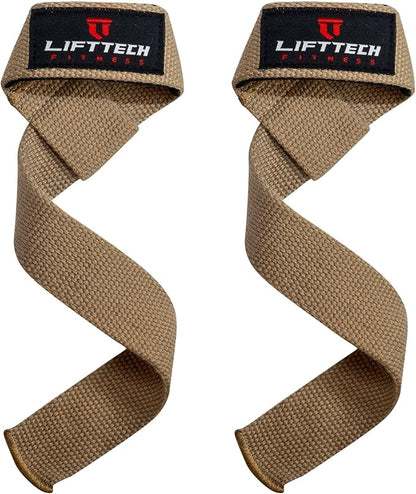 Lift Tech Fitness Weight Lifting Straps For Men and Women - Cotton Gym Straps for Weightlifting, HIIT, Strength Training - Pull ups & Deadlift Straps - Lifting Wrist Straps - One Size