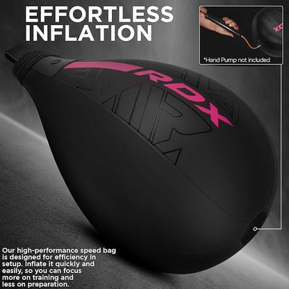 RDX Speed Bag Boxing Ball, Maya Hide Leather Dodge Striking Target with Additional Bladder, MMA Muay Thai Punching Workout Kicking Martial Arts Training Home Gym Exercise Speedball