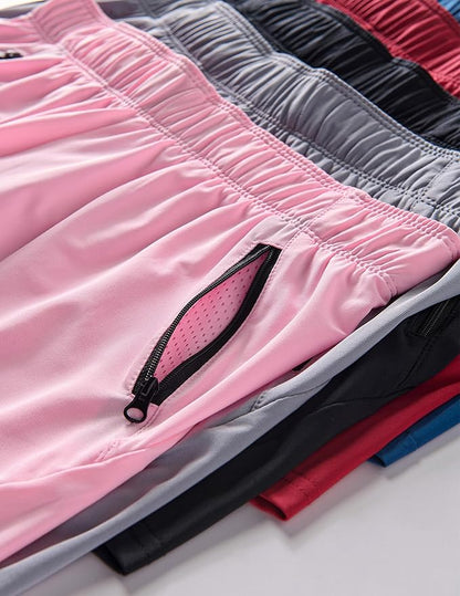 Liberty Imports 1 or 5 Pack Womens Lounge Workout Shorts with Zipper Pockets 5" Inseam Lightweight Athletic Casual Shorts