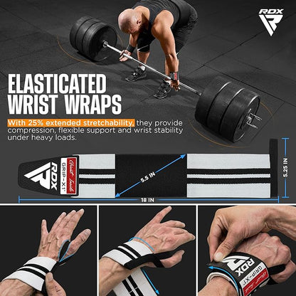 RDX Wrist Wraps for Weightlifting (Pair), IPL USPA Approved, Elasticated 18” Cotton Straps Support with Thumb Loop, Gym Wrap for Weight Lifting Powerlifting Competition Strength Training Bodybuilding
