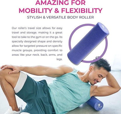 FitOn - 12"x4" Travel Sized Recovery Roller & Sculpt Resistance Bands Bundle - Workout Equipment Set for Gym and Home Exercise - Workout with Non-Slip Exercise Bands & Durable Foam Roller Set