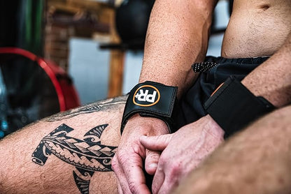 PR+ Gymnastics Hand Grips for Pull Ups Weightlifting and Cross Training - No Hole - Chalk Free - Triple Layer Hand Protection - Optional Wrist Wraps