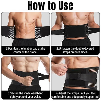 Work Back Brace for Men Women - Adjustable Lower Back Support Belt with Removable 3D Pad and 7 Stays, Breathable Lumbar Support Brace for Posture Heavy Lifting Sciatica Herniated Disc (Small)