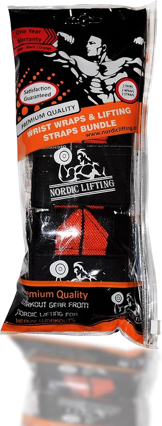 Wrist Wraps + Lifting Straps Bundle (2 Pairs) for Weightlifting, Cross Training, Workout, Gym, Powerlifting, Bodybuilding - Support for Men/Women, Avoid Injury During Weight Lifting