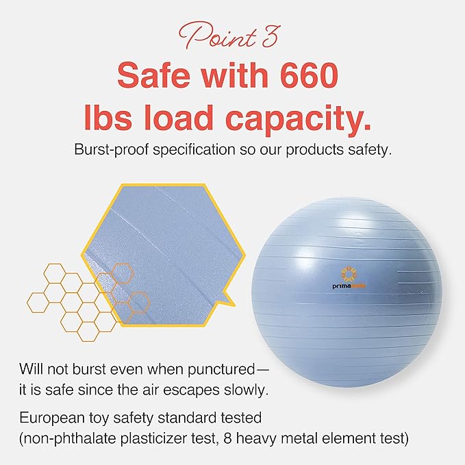 Primasole Exercise Ball-Yoga Ball for alance Stability Fitness Workout Yoga Pilates