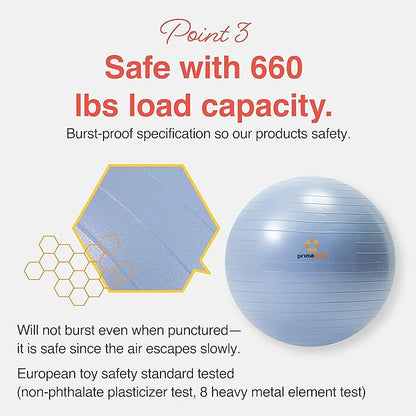 Primasole Exercise Ball-Yoga Ball for alance Stability Fitness Workout Yoga Pilates