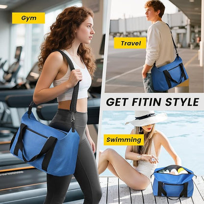 Vorspack Small Gym Bag - 14 Inches Duffle Bag for Travel Lightweight Duffel Bag for Men Women Personal Item Bag Weekender Bag for Travel Sports Gym - Blue