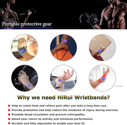 HiRui 2 Pack Wrist Compression Strap and Wrist Brace Sport Wrist Support for Fitness, Weightlifting, Tendonitis, Carpal Tunnel Arthritis, Pain Relief-Wear Anywhere-Adjustable (Gray)