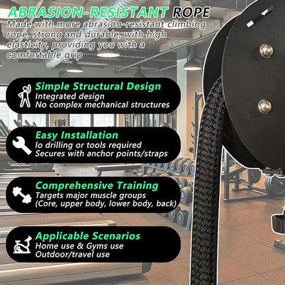 Endless Rope Trainer,Strength Training Endless Rope Pulley,Home Users Compact Suspension Trainer,for Full-Body Coordination Exercises Black