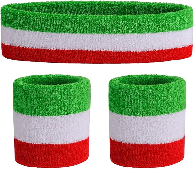 ONUPGO Sweatband Set Sports Headband Wristband Set Sweatbands Terry Cloth Wristband Wrist Sweatband Headbands Moisture Wicking Sweat Absorbing Head Band