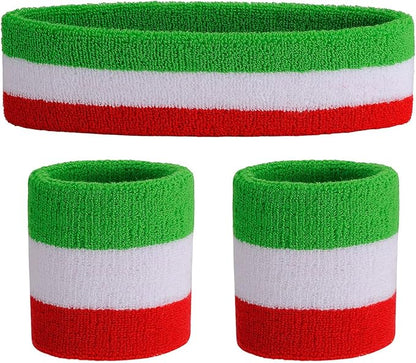 ONUPGO Sweatband Set Sports Headband Wristband Set Sweatbands Terry Cloth Wristband Wrist Sweatband Headbands Moisture Wicking Sweat Absorbing Head Band