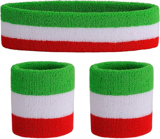 ONUPGO Sweatband Set Sports Headband Wristband Set Sweatbands Terry Cloth Wristband Wrist Sweatband Headbands Moisture Wicking Sweat Absorbing Head Band