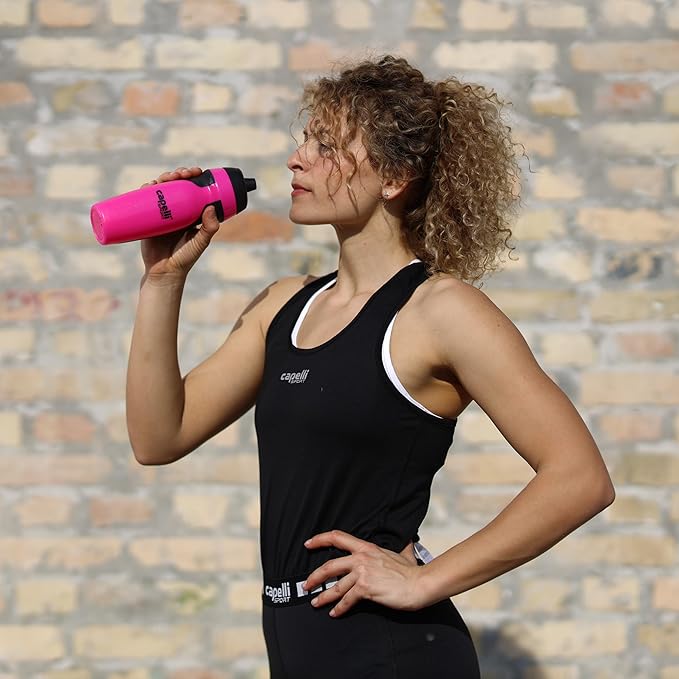 Capelli Sport Sports Water Bottle, Plastic Squeeze Water Bottle with Easy Open Nozzle and Grip Panels, Pink