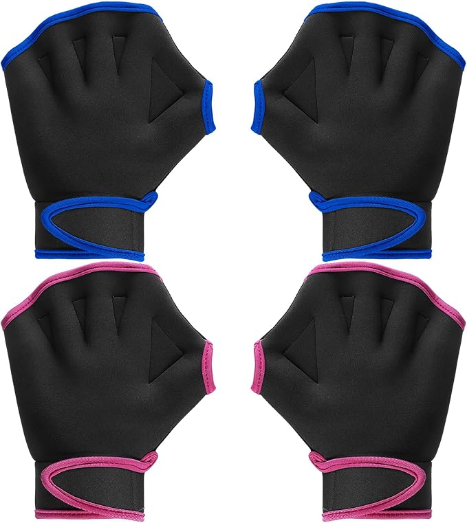 Sumind 2 Pairs Swimming Gloves Aquatic Training Gloves Neoprene Mittens Webbed Fitness Water Aerobics Resistance Training for Women Men Swimming Diving(Medium,Black, Dark Gray)
