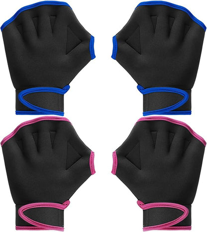 Sumind 2 Pairs Swimming Gloves Aquatic Training Gloves Neoprene Mittens Webbed Fitness Water Aerobics Resistance Training for Women Men Swimming Diving(Medium,Black, Dark Gray)