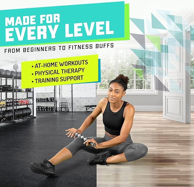 Elite Massage Roller Stick Targets Sore, Tight Leg Muscles to Prevent Cramps and Release Tension. It's Sturdy, Lightweight, Smooth Rolling and Thankfully This Lifesaver has Comfortable Handles.Silver