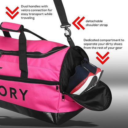 Large Breathable Duffle Bag for MMA Gear, Boxing Gear, Gym or other Sports (Pink)