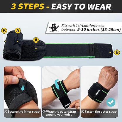 CAMBIVO Wrist Wraps for Men and Women 2 Pack, Adjustable Compression Wrist Brace for Carpal Tunnel, Wrist Support, Pain Relief, Lifting Straps Wrist Bands for Fitness, Weightlifting, Gym Workout