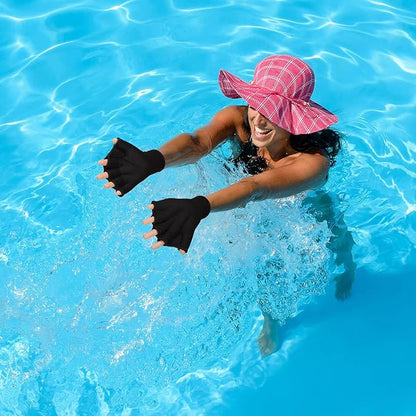 Sumind 2 Pairs Swimming Gloves Aquatic Training Gloves Neoprene Mittens Webbed Fitness Water Aerobics Resistance Training for Women Men Swimming Diving(Medium,Black, Blue)